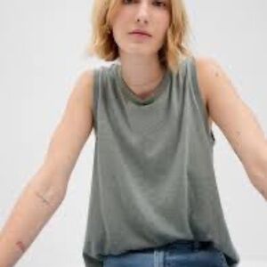 Linen Blend Shell Tank Top